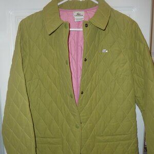 NEW Lacoste Puffer Jacket with Quilted Design Green With Pink Accents Size 42